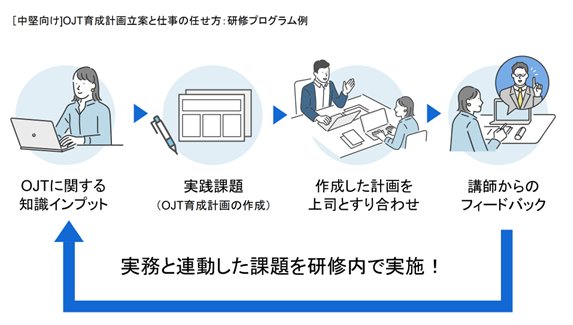 図2　実務と連動し、着実に実践力を高めることができる連続型プログラム