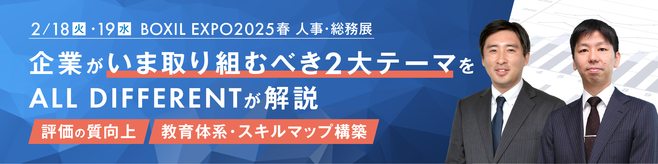 企業がいま取り組むべき2大テーマ「評価の質向上」「教育体系・スキルマップ構築」を解説 2月18日（火）・19日（水）BOXILEXPO2025春 人事・総務展